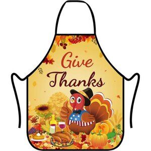 Fall Apron for Women & Men‎ - Waterproof, Cute Bib Apron with Funny Pumpkin &